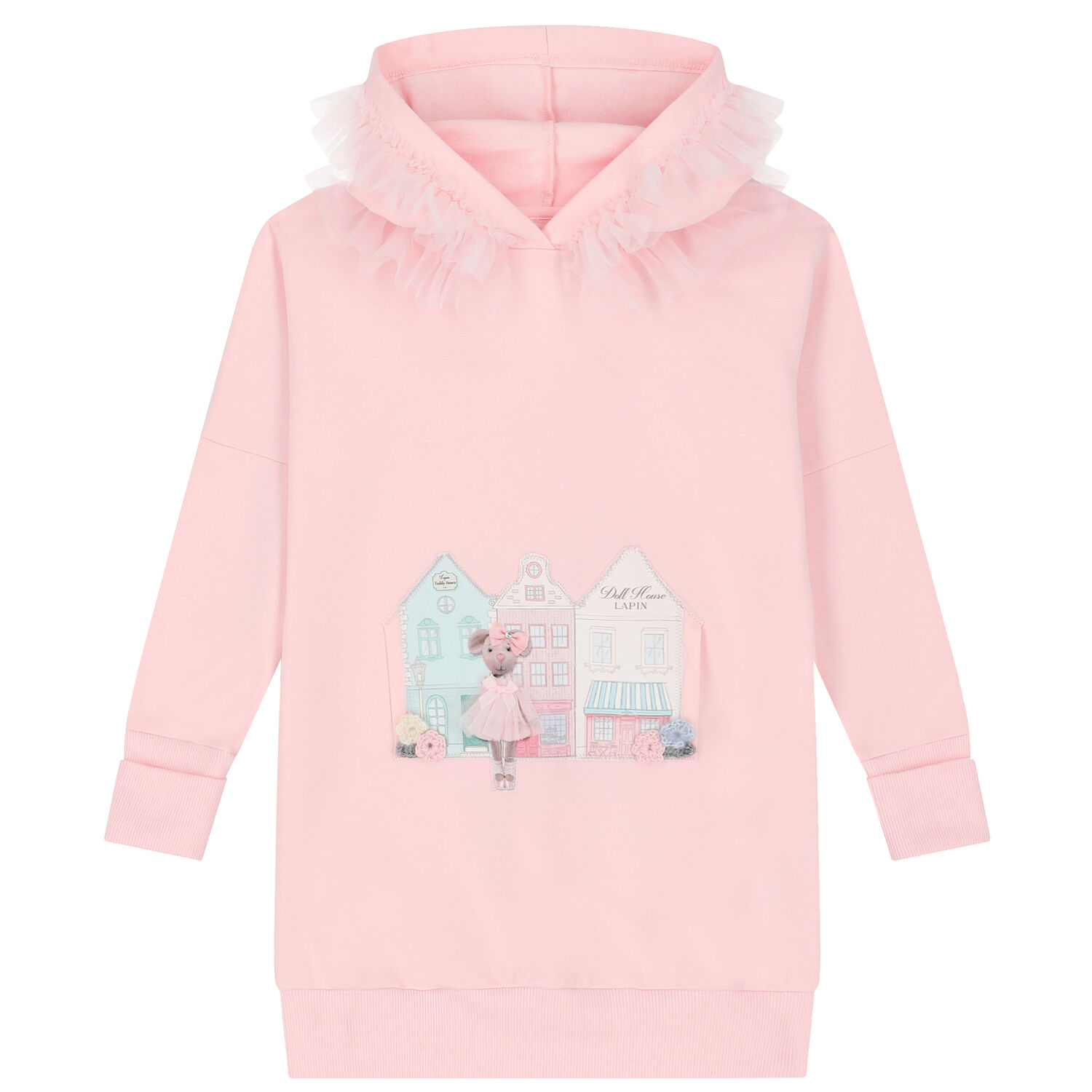 Girls Pink Mouse Hooded Dress, 1, hi-res image number null
